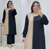Contrast 2-Piece Suit with Pleated Sleeve | Swag Edition (FL-KS001)